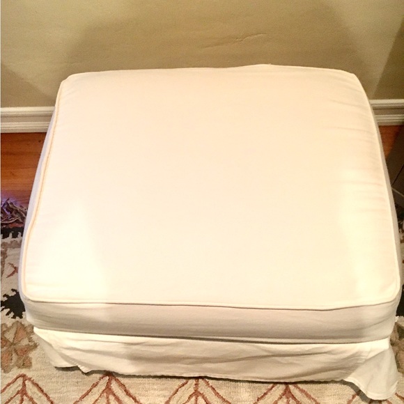 Pottery Barn Storage Ottoman Slipcover white denim - Picture 8 of 16